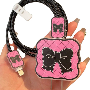 Zaštitni kućište za Apple kabel za podatke s TPU navijačem i dizajnom mašne, cartoon stil, model 18-20W