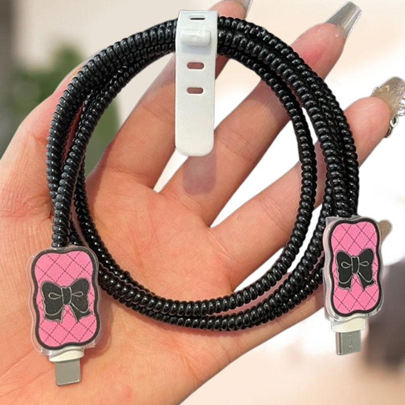 Zaštitni kućište za Apple kabel za podatke s TPU navijačem i dizajnom mašne, cartoon stil, model 18-20W
