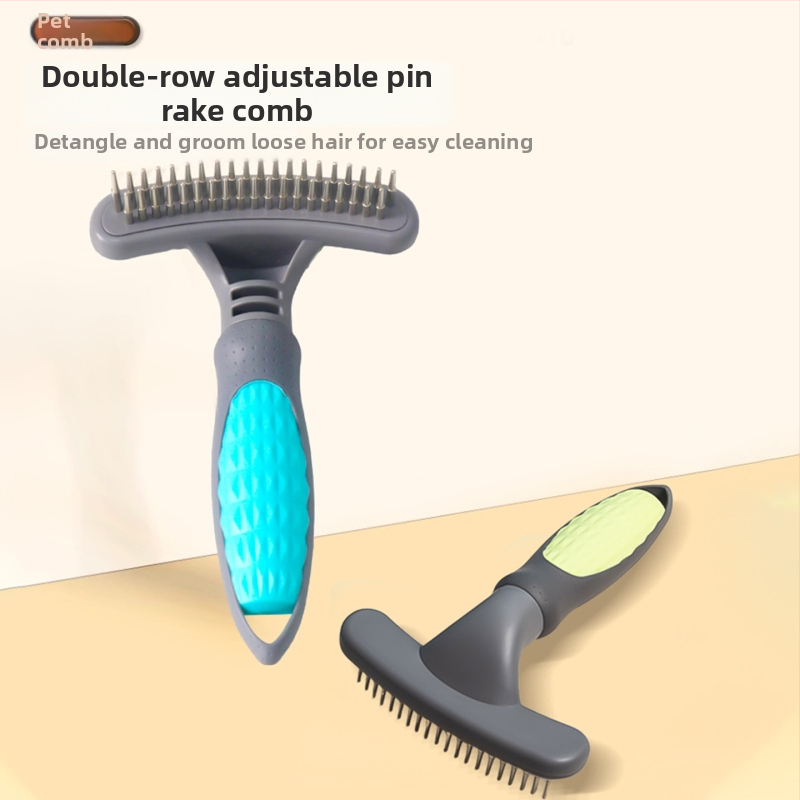 Monaf pieptene plastic pentru animale de companie, pentru blană lungă la pisici și câini, perie de descurcare cu dinți în două rânduri (Cod produs: Other)