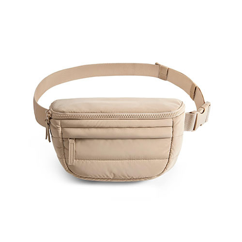 Quilted nylon hip bag s crossbody remenom, velika kapaciteta, zatvaranje na zip, unutarnja džep za telefon, laminirani džep na zip