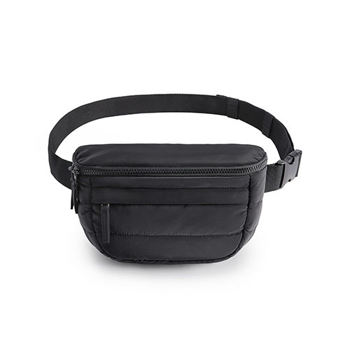 Quilted nylon hip bag s crossbody remenom, velika kapaciteta, zatvaranje na zip, unutarnja džep za telefon, laminirani džep na zip