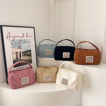 Torbica za kozmetiku od corduroy, unisex, podstava corduroy, zatvarač, ultra lagana i izdržljiva, za svakodnevnu upotrebu