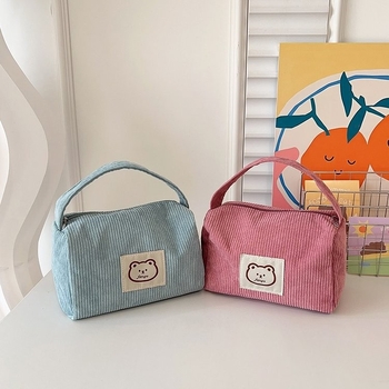 Torbica za kozmetiku od corduroy, unisex, podstava corduroy, zatvarač, ultra lagana i izdržljiva, za svakodnevnu upotrebu