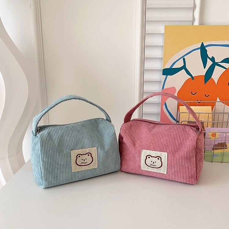 Torbica za kozmetiku od corduroy, unisex, podstava corduroy, zatvarač, ultra lagana i izdržljiva, za svakodnevnu upotrebu