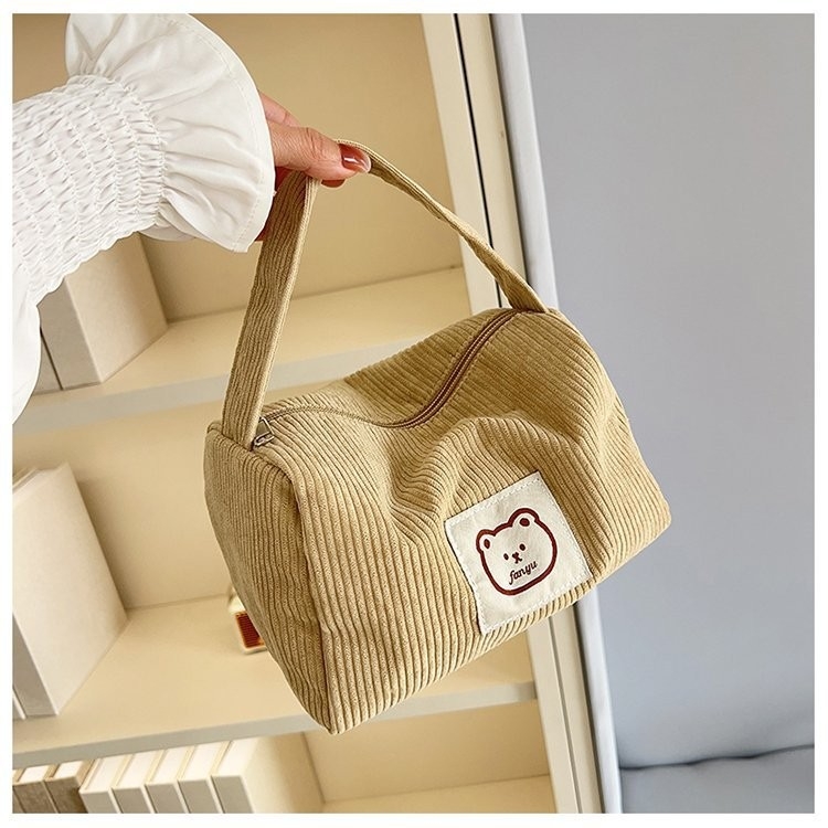 Torbica za kozmetiku od corduroy, unisex, podstava corduroy, zatvarač, ultra lagana i izdržljiva, za svakodnevnu upotrebu