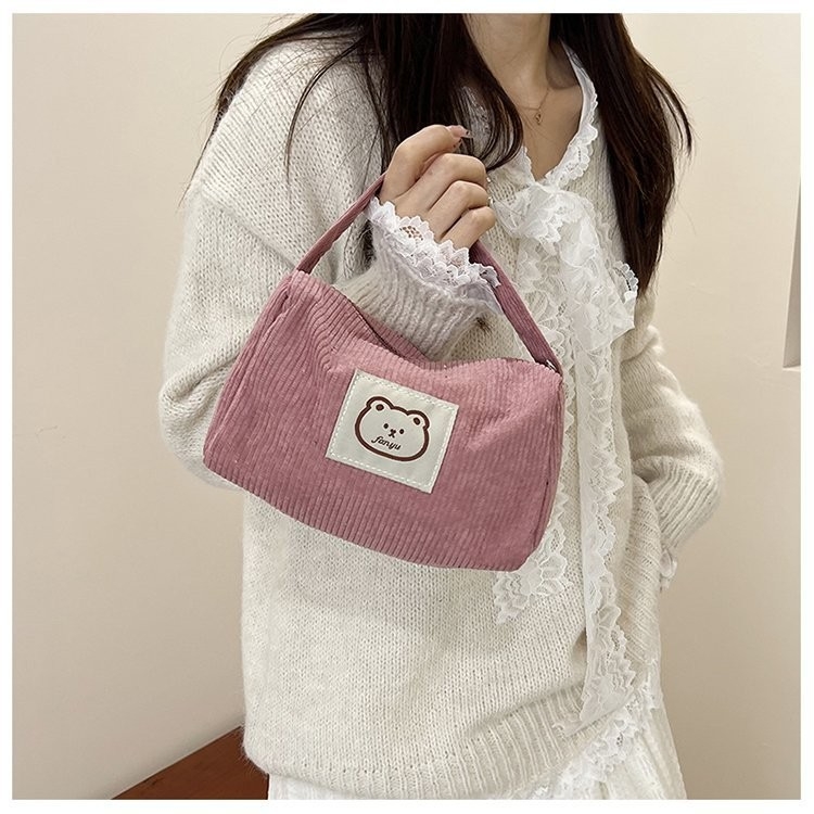 Torbica za kozmetiku od corduroy, unisex, podstava corduroy, zatvarač, ultra lagana i izdržljiva, za svakodnevnu upotrebu