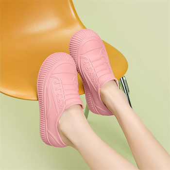 Moteriški lietaus botai iš PVC, žemas vamzdelis, stora padas, plokščias kulnas, visoms sezonoms