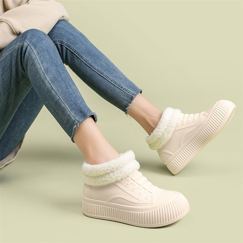 Moteriški lietaus botai iš PVC, žemas vamzdelis, stora padas, plokščias kulnas, visoms sezonoms