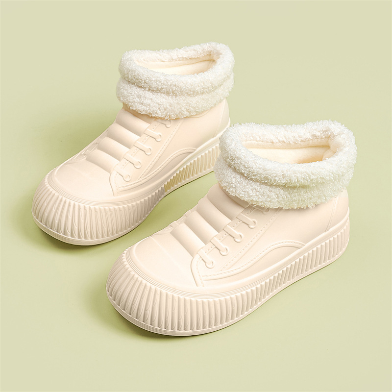 Moteriški lietaus botai iš PVC, žemas vamzdelis, stora padas, plokščias kulnas, visoms sezonoms