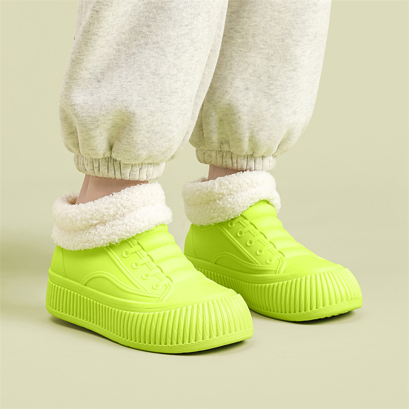 Moteriški lietaus botai iš PVC, žemas vamzdelis, stora padas, plokščias kulnas, visoms sezonoms