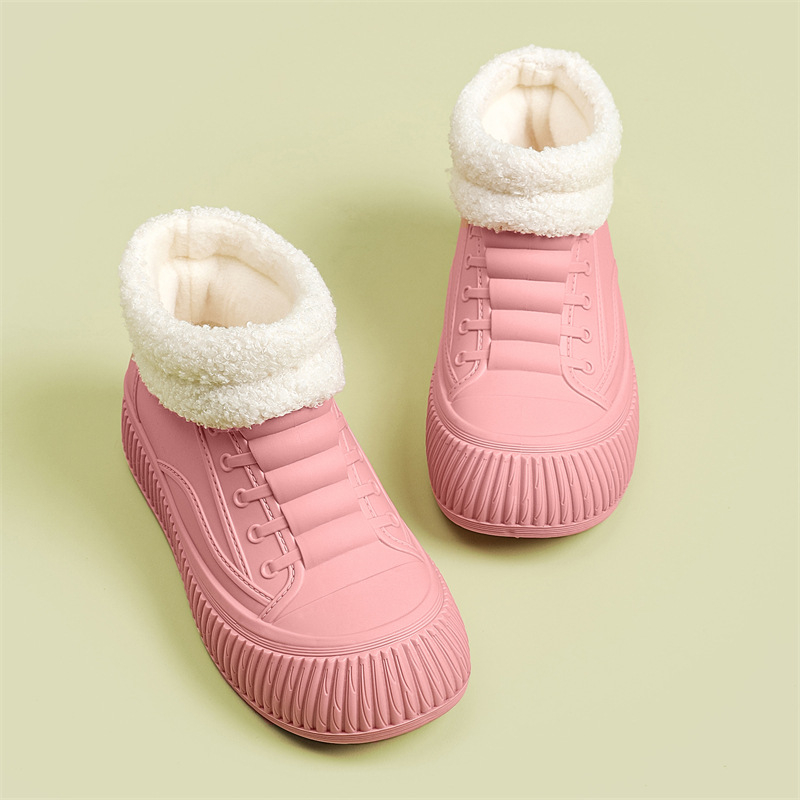 Moteriški lietaus botai iš PVC, žemas vamzdelis, stora padas, plokščias kulnas, visoms sezonoms