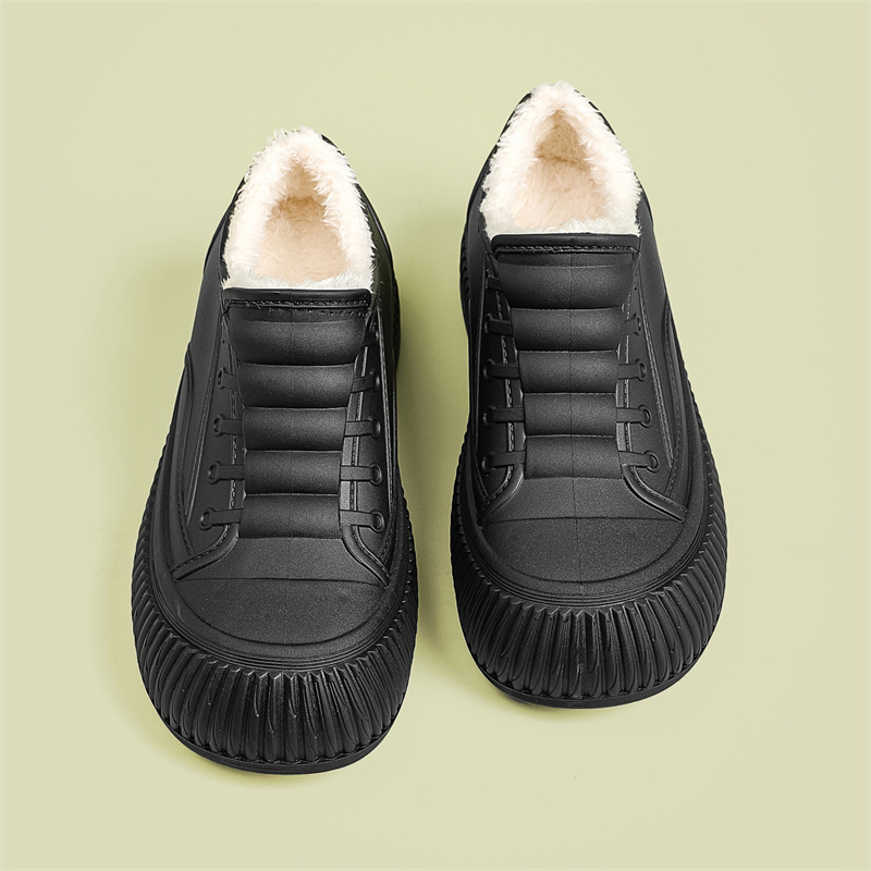 Moteriški lietaus botai iš PVC, žemas vamzdelis, stora padas, plokščias kulnas, visoms sezonoms