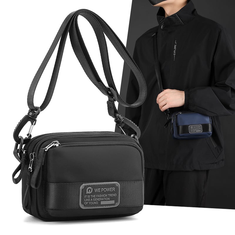 WEPOWER Borsetă de talie pentru bărbați - Nylon, impermeabilă, ușoară, model solid, încapere pentru dispozitiv de 9 inch, excursii de recreere