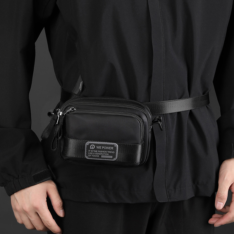 WEPOWER Borsetă de talie pentru bărbați - Nylon, impermeabilă, ușoară, model solid, încapere pentru dispozitiv de 9 inch, excursii de recreere