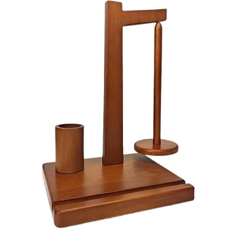 Дървен рафт за шпули и прежда с поставка за телефон за плетене