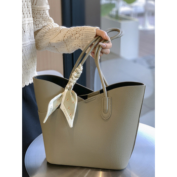 Geantă tip găleată, stil unisex, material PU, închidere cu fermoar, buzunar interior laminat cu fermoar