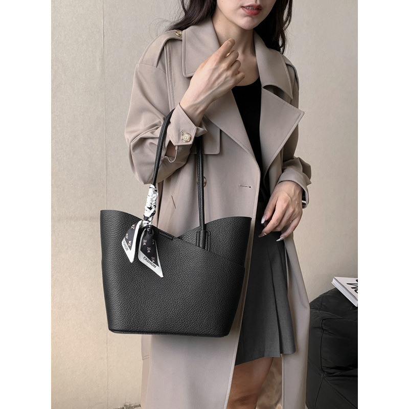 Geantă tip găleată, stil unisex, material PU, închidere cu fermoar, buzunar interior laminat cu fermoar