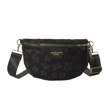 Geantă crossbody cu flori mici, stil street, material textil, căptușeală poliester, fermoar, buzunar ID interior, Primăvara 2024