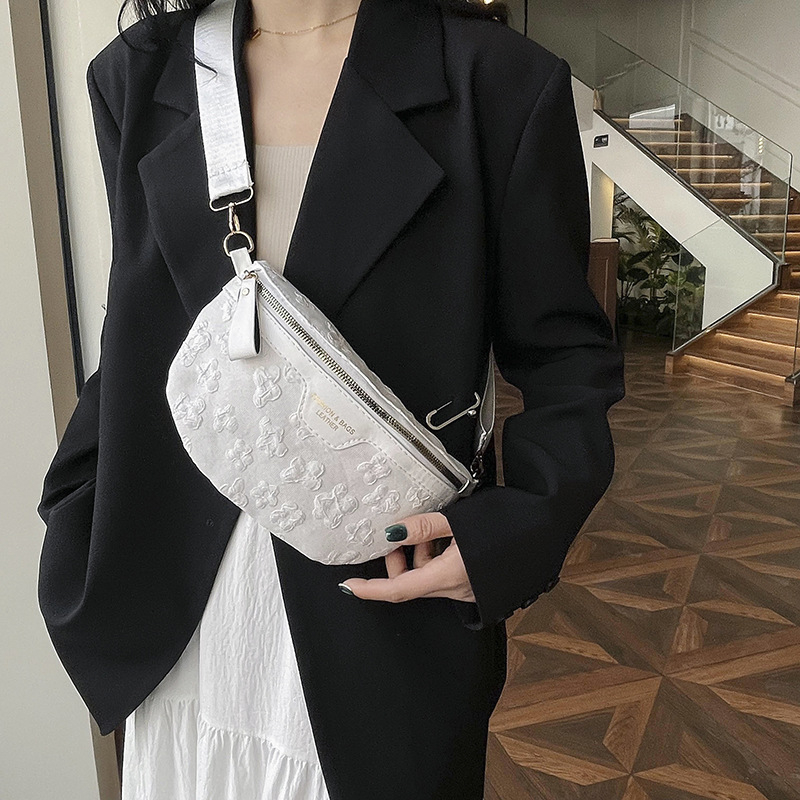 Geantă crossbody cu flori mici, stil street, material textil, căptușeală poliester, fermoar, buzunar ID interior, Primăvara 2024
