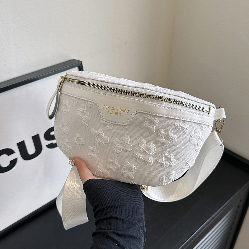 Geantă crossbody cu flori mici, stil street, material textil, căptușeală poliester, fermoar, buzunar ID interior, Primăvara 2024