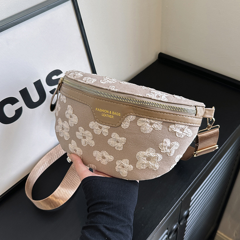 Geantă crossbody cu flori mici, stil street, material textil, căptușeală poliester, fermoar, buzunar ID interior, Primăvara 2024