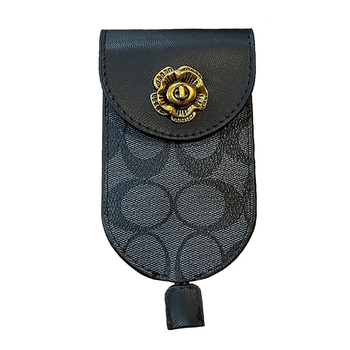 Torba za ključeve – unisex, PU koža, uzorak s slovima, s jednim preklopom, retro stil