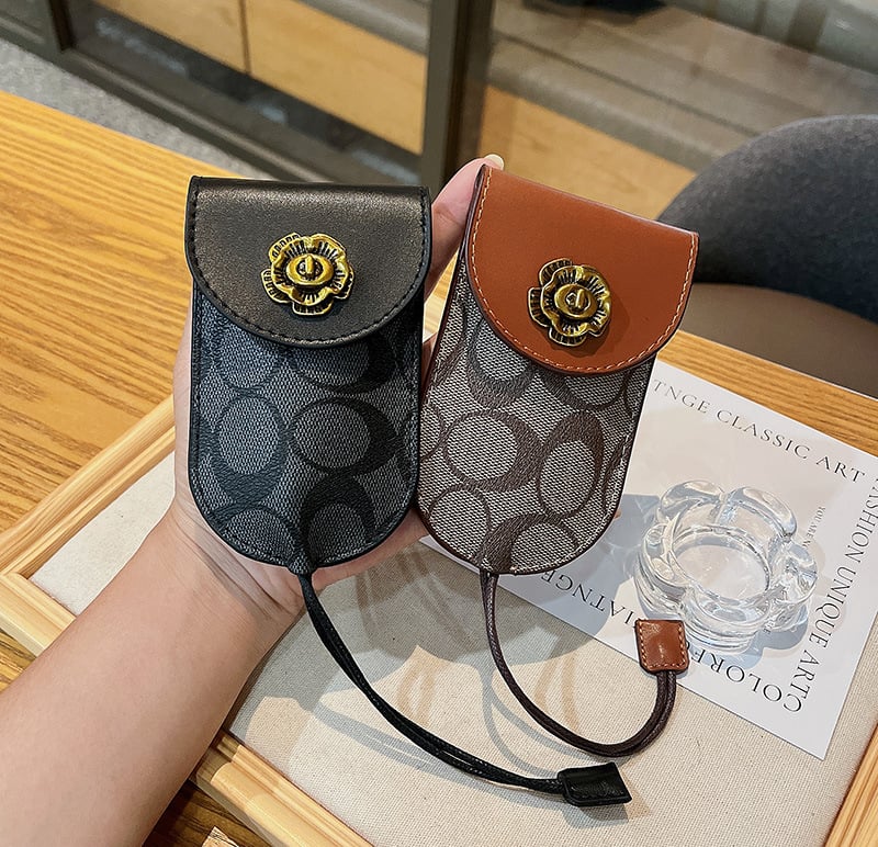 Torba za ključeve – unisex, PU koža, uzorak s slovima, s jednim preklopom, retro stil