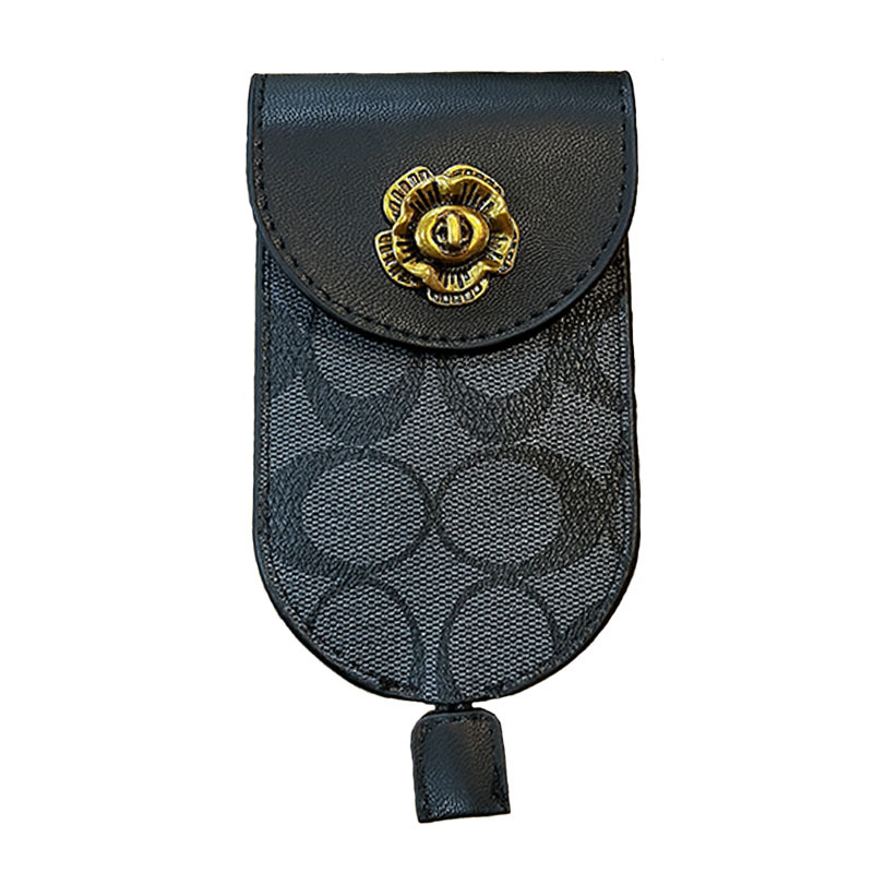 Torba za ključeve – unisex, PU koža, uzorak s slovima, s jednim preklopom, retro stil