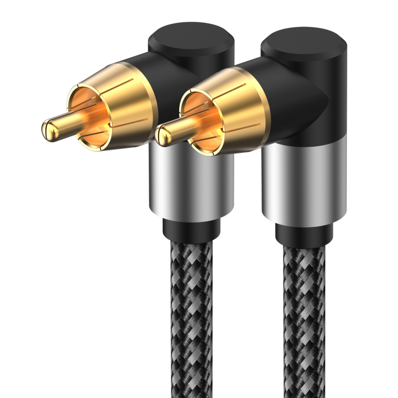 Digitális koaxiális audiókábel hajlított csatlakozóval és RCA csatlakozókkal, aranyozott, 6,35 mm-es interfész