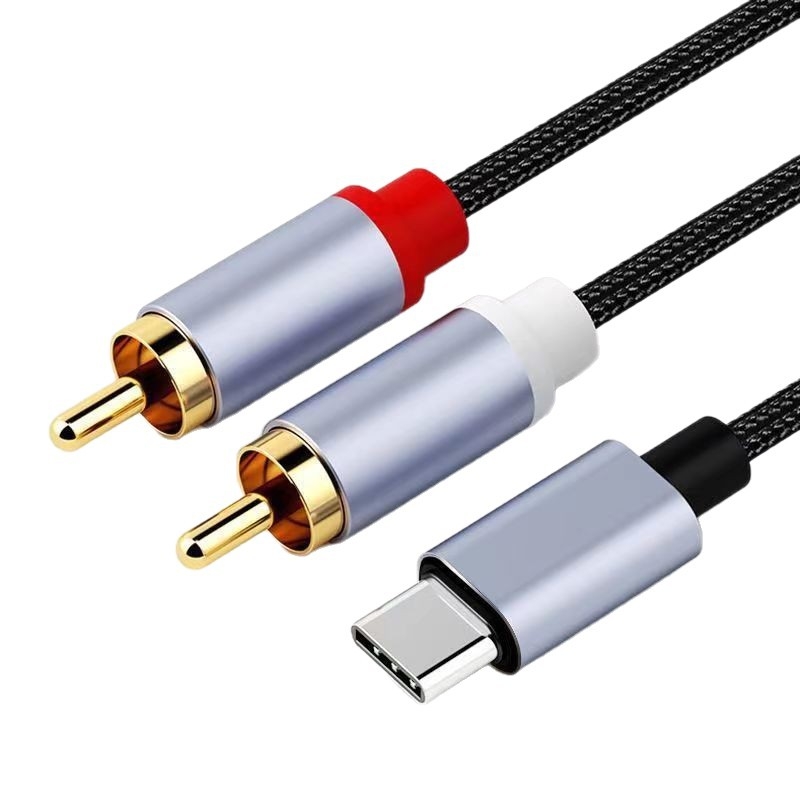 Type-C na dvostruki RCA audio kabel, zlatno obloženo, bakreno jezgro, gola bakrena žica