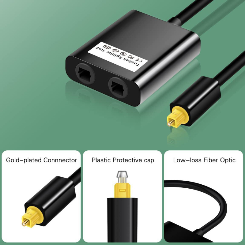 Toslink optički audio kabel splitter 1x2, kratak optički kabel