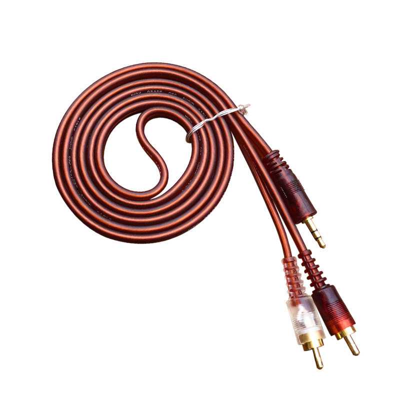 3,5 мм към 2x RCA аудио Y-кабел, златно покритие, медни OFC проводници