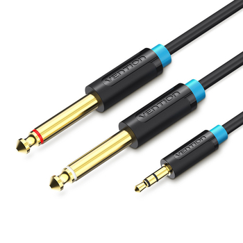 Audio kabel 3,5 mm na dva 6,35 mm konektore, zlatni premaz, bakar s tiniranom jezgrom, ROHS certificirano