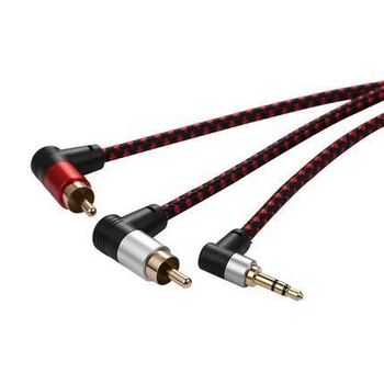 Audio kábel 3,5 mm na 2x RCA | Model: Elbow 3.5 to 2RCA | Jadro: cínovaný meď, Ochranná vrstva PVC, pre digitálne zariadenia