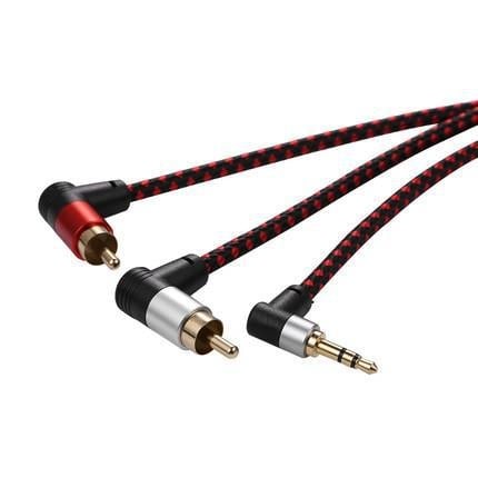 Audio kábel 3,5 mm na 2x RCA | Model: Elbow 3.5 to 2RCA | Jadro: cínovaný meď, Ochranná vrstva PVC, pre digitálne zariadenia