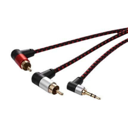 Audio kábel 3,5 mm na 2x RCA | Model: Elbow 3.5 to 2RCA | Jadro: cínovaný meď, Ochranná vrstva PVC, pre digitálne zariadenia