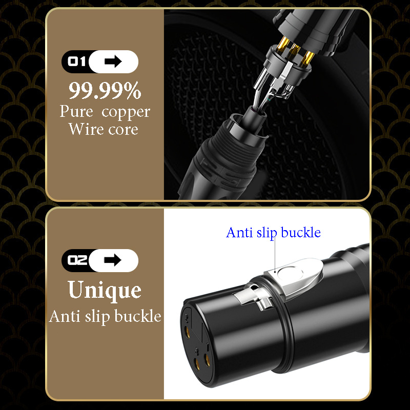 DREMAKE XLR audio kábel, konektory s pozlátením, vodiče z meďe bez kyslíka, ROHS certifikovaný