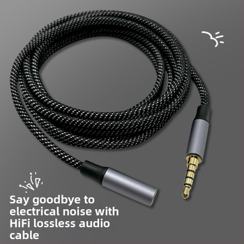 AUX auto audio kabel, 3,5 mm muški–ženski, 4 prstena, pozlaćeni