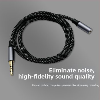 AUX auto audio kabel, 3,5 mm muški–ženski, 4 prstena, pozlaćeni