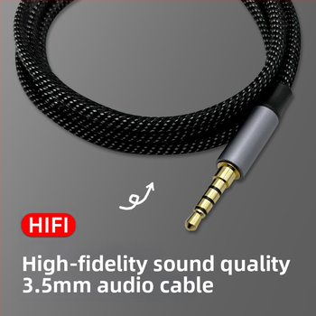 AUX auto audio kabel, 3,5 mm muški–ženski, 4 prstena, pozlaćeni