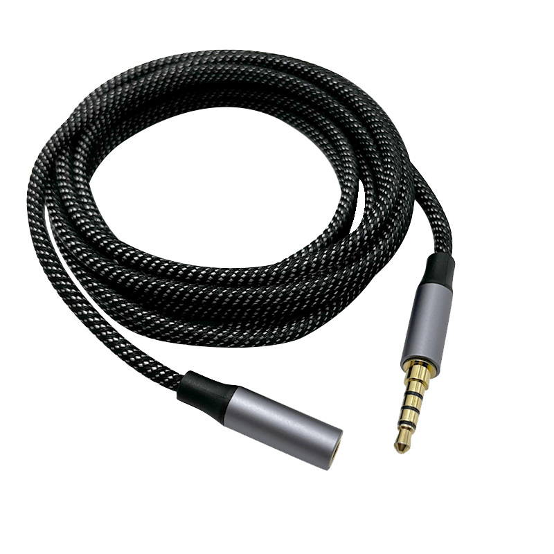 AUX auto audio kabel, 3,5 mm muški–ženski, 4 prstena, pozlaćeni