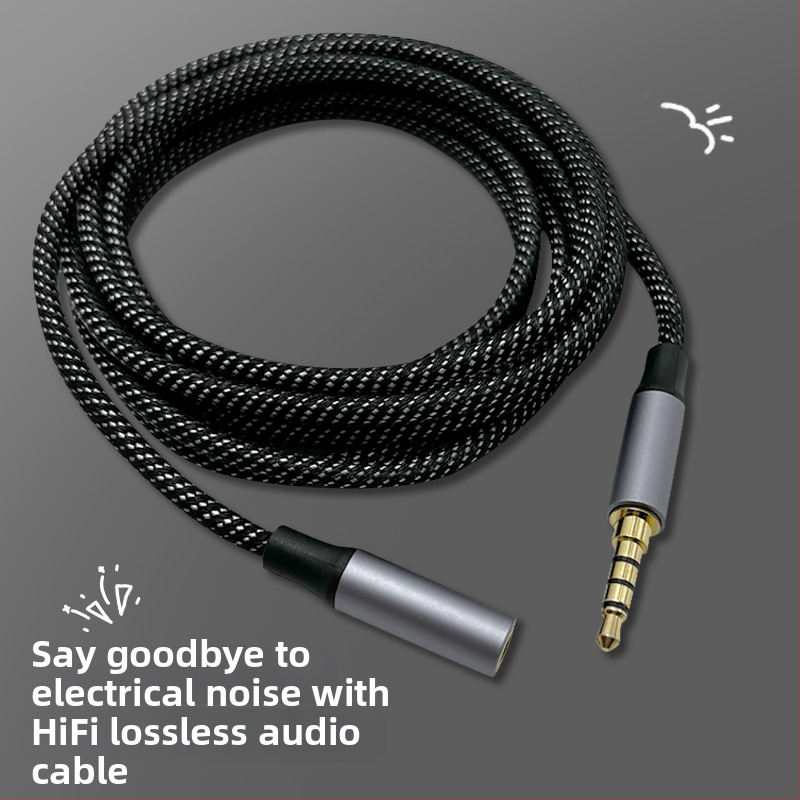 AUX auto audio kabel, 3,5 mm muški–ženski, 4 prstena, pozlaćeni