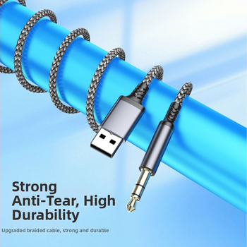 USB 3,5 mm audio kábel - zlaté kontakty, opletený meďný kábel, pre počítačové periférie