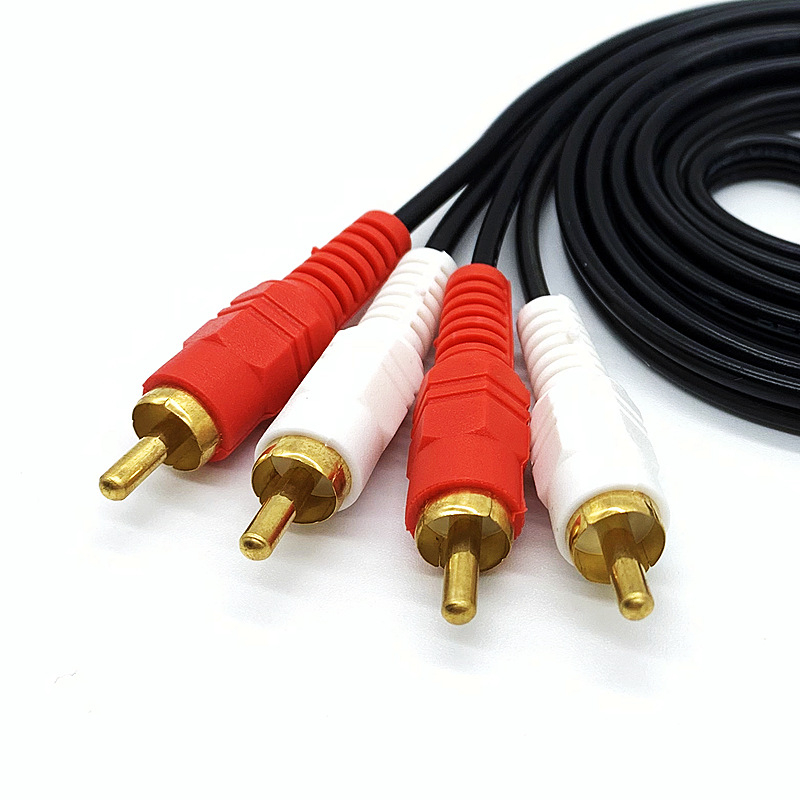 Cablu audio RCA 2 la 2, roșu și alb, capete cu floare de lotus dublă, pentru televizor, PC și difuzoare