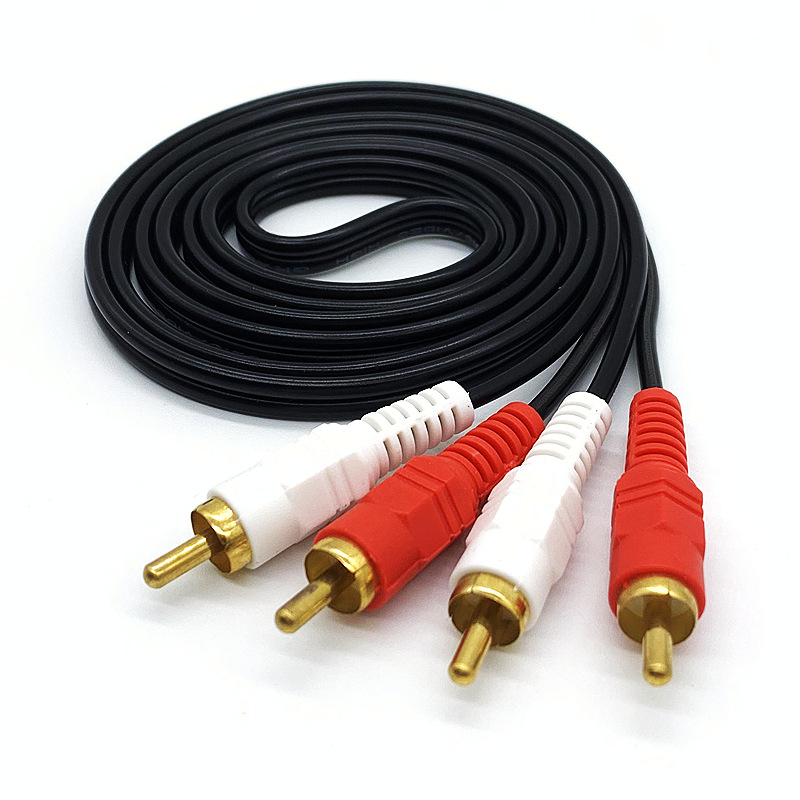 Cablu audio RCA 2 la 2, roșu și alb, capete cu floare de lotus dublă, pentru televizor, PC și difuzoare