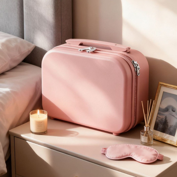 Mini kozmetická cestovná taštička so zapínaním na zips, ABS materiál, 700 g, jednobarevný vzor