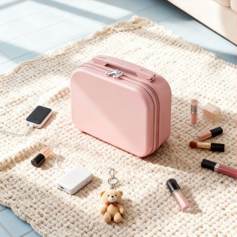 Mini kozmetická cestovná taštička so zapínaním na zips, ABS materiál, 700 g, jednobarevný vzor