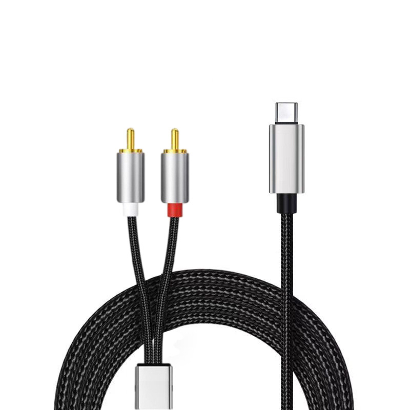 Type-C audio kabel, splitter 1 na 2, 3,5 mm na dvostruke RCA, zlatni konektori, bakreno jezgro
