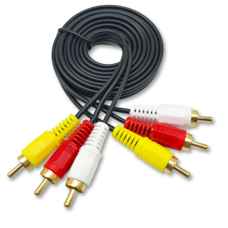 AV kabel sa šestero glavom Lotus, 3 na 3 audio-video kabel, zlatni konektori, jezgro od čelika s bakrenom prevlakom, PVC ovojak, za set-top box i DVD