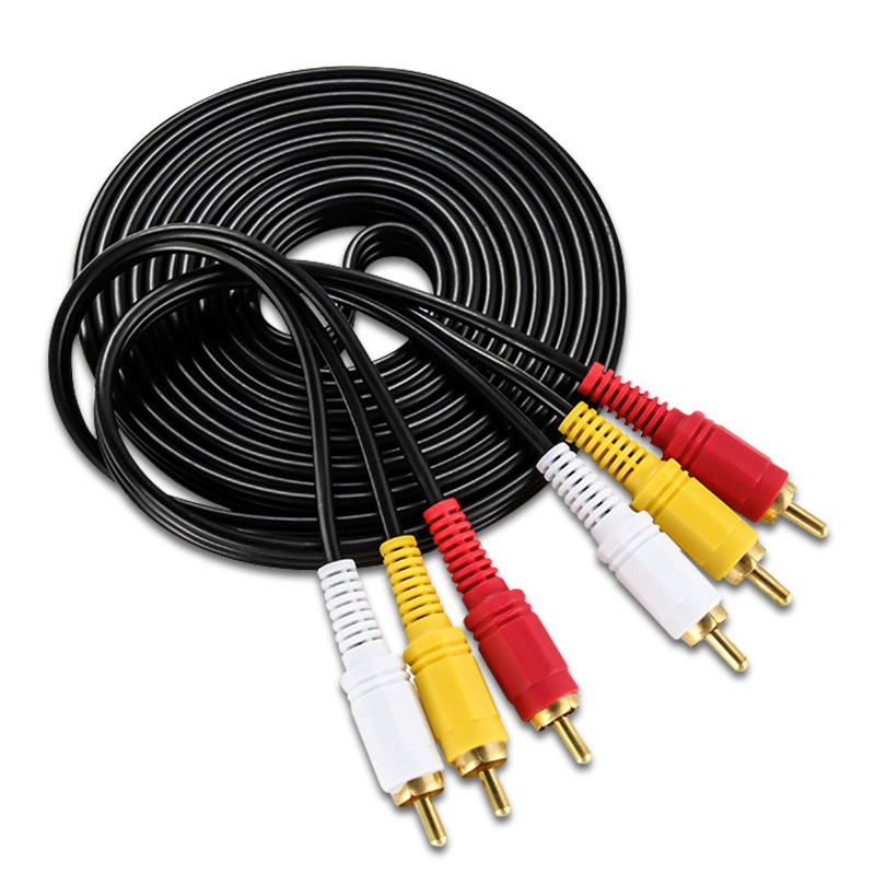AV kabel sa šestero glavom Lotus, 3 na 3 audio-video kabel, zlatni konektori, jezgro od čelika s bakrenom prevlakom, PVC ovojak, za set-top box i DVD